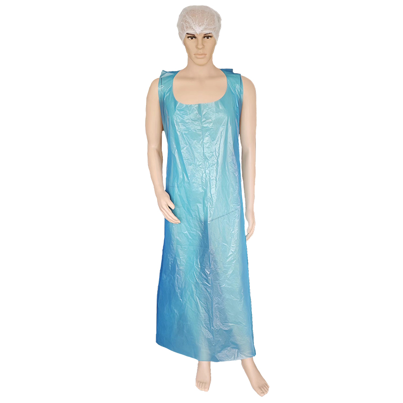 Food Processing Disposable LDPE Blue Machine Made Polyethylene Sleeveless Plastic Waterproof PE Apron