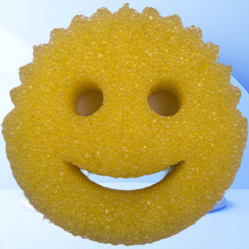 Vibrant Smiley Face Cleaning Sponge for Joyful Home Carescrub Daddy