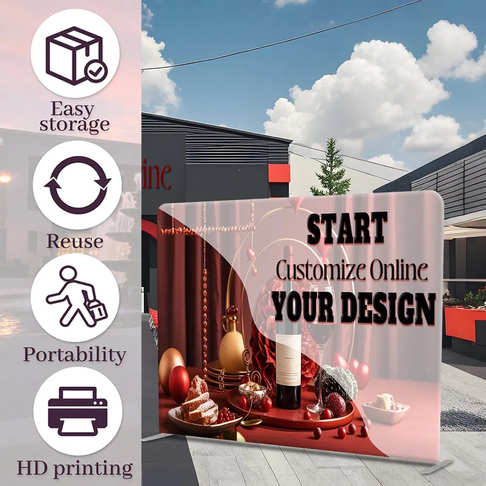 OEM & ODM Spring Pop up Backdrop 230*230cm China Suppliers Display Banner Stand with Vibrant Dye-Sub Printing