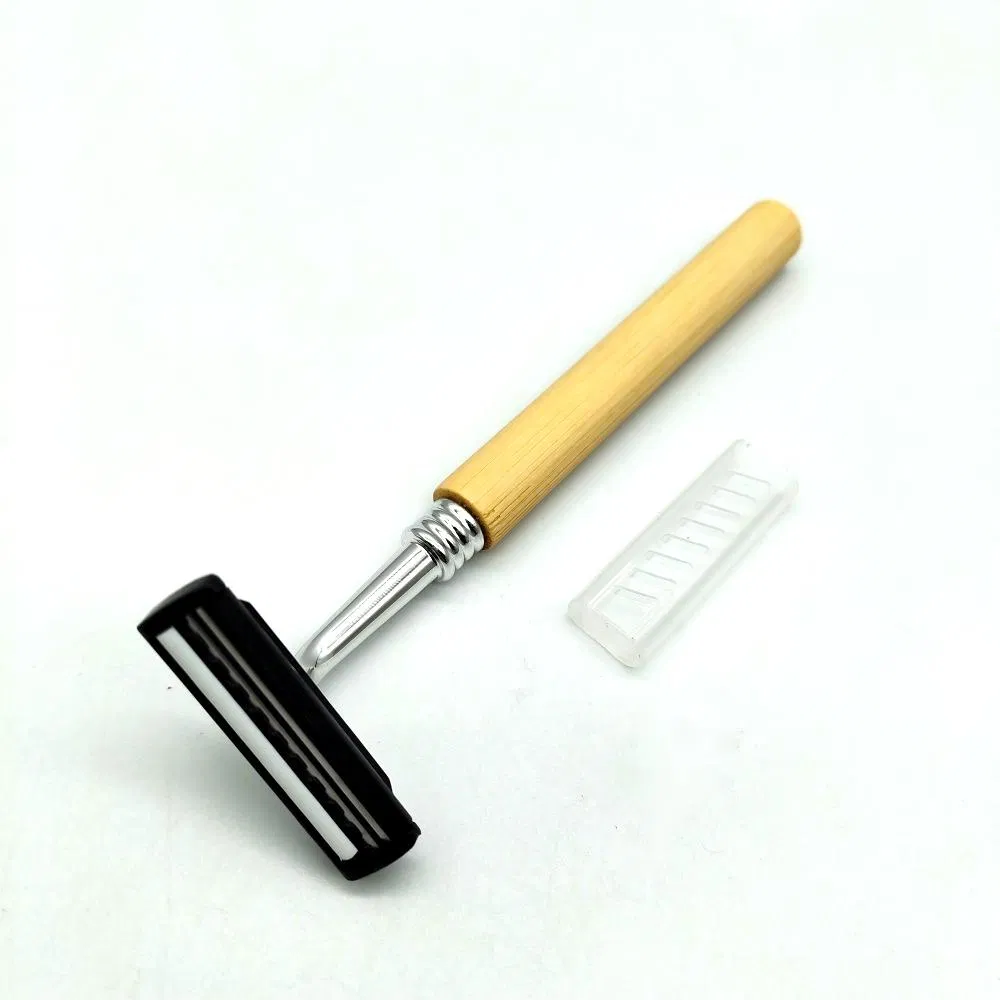 Hotel Supplies Bamboo Handle Safety Shaving Razors Biodegradable Natural Bamboo Razor