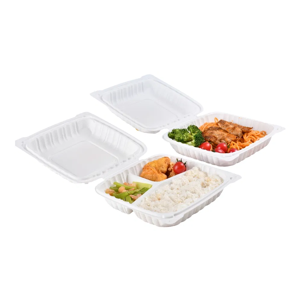 Durable PP Plastic Packaging Food Takeaway White 8X8 Clamshell Box