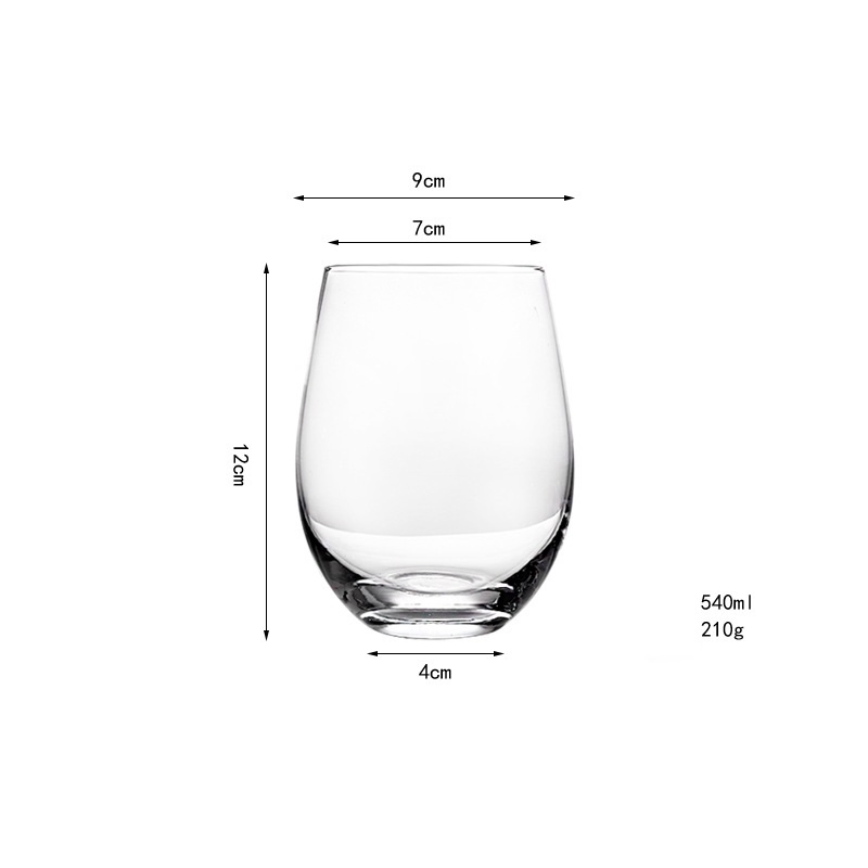 Large Stemless Wine Glasses with Custom Logo Glass Drinking Cup