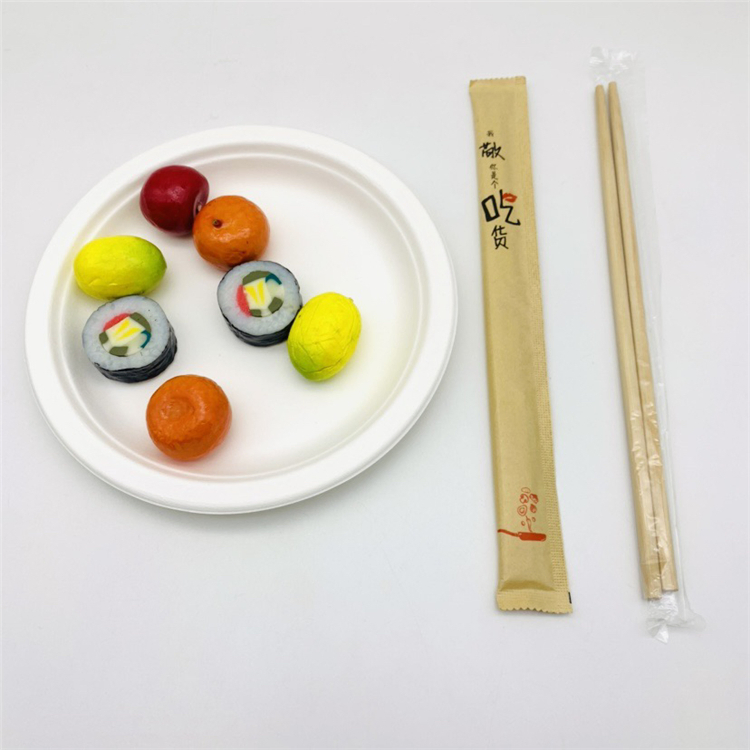 Disposable Round Plates with Bamboo Chopsticks for Food