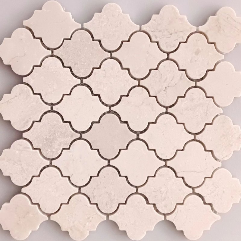 Unique Crema Marfil Marble Arabesque Marble Mosaic Tile Water Resistant Mosaic Tile Interior Wall Tiles