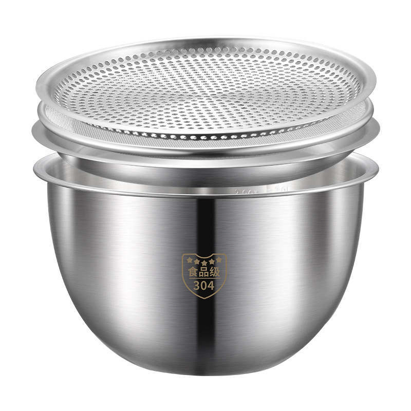 304 Stainless Steel Suit Drain Water and Oil From Noodles Japan Taomi Salad Basin Egg Bowl