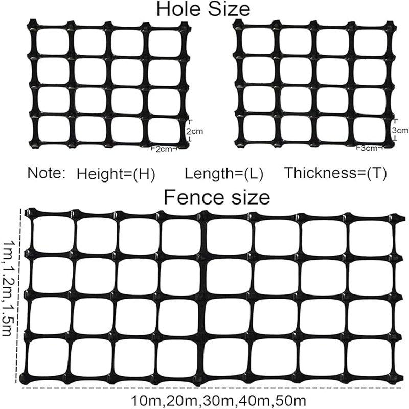 Green/Black Plastic Geogrid Fence Low Cost Easy Install 20 Years Lifespan