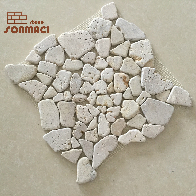 Natural Beige Travertine Stone Mosaic Tile for Garden Decoration