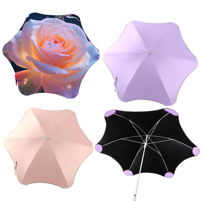 Автоматический складной зонт 105см, черный, с вышивкой