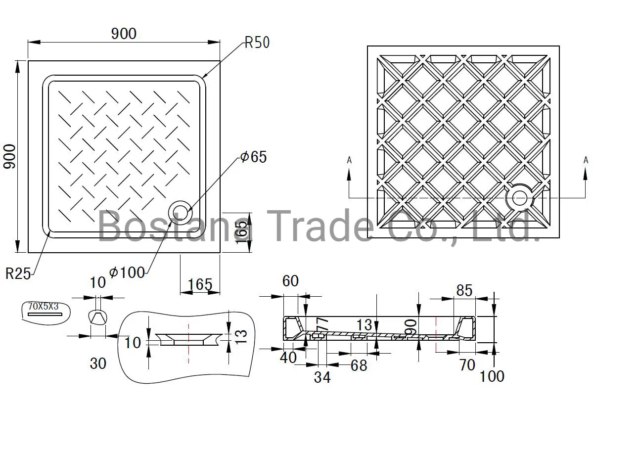 Wc Sanitaryware Good Price White Square Bathroom Ceramic Shower Tray