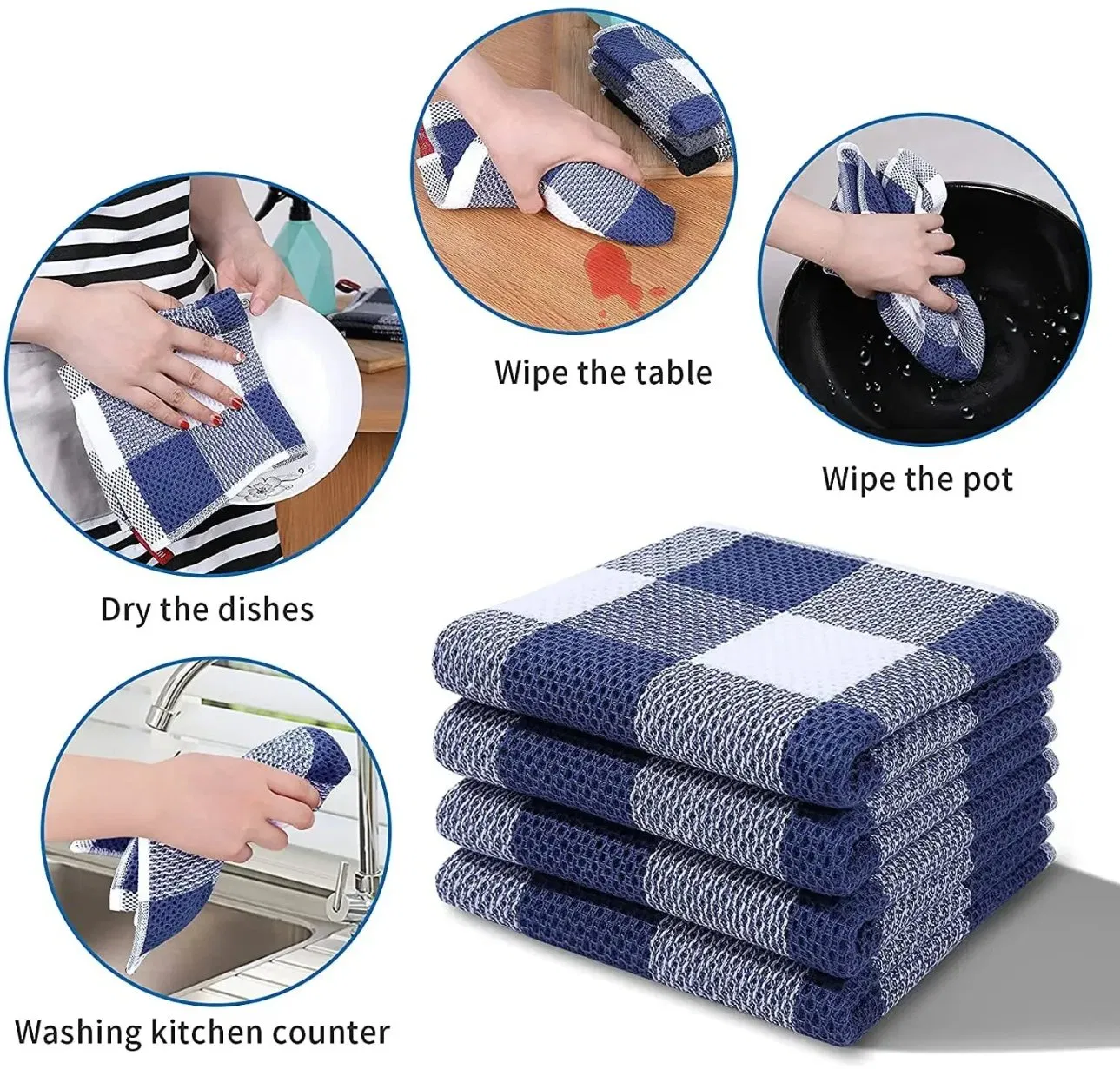 2PCS Cotton Dishcloth Towel Ultra Soft Absorbent Hand Towel Wash Cloth Household Kitchen Cleaning Cloth Grey