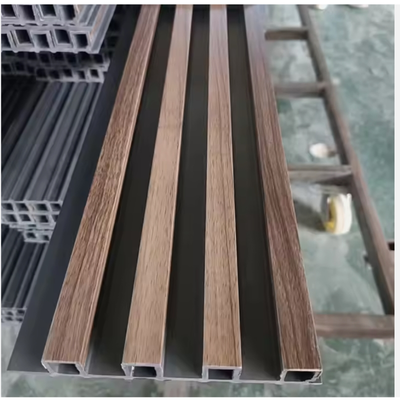Waterproof Co Extrusion Exterior Wood Composite Hollow Fluted WPC Cladding Boards Facade House Decor Outdoor WPC Wall Panel