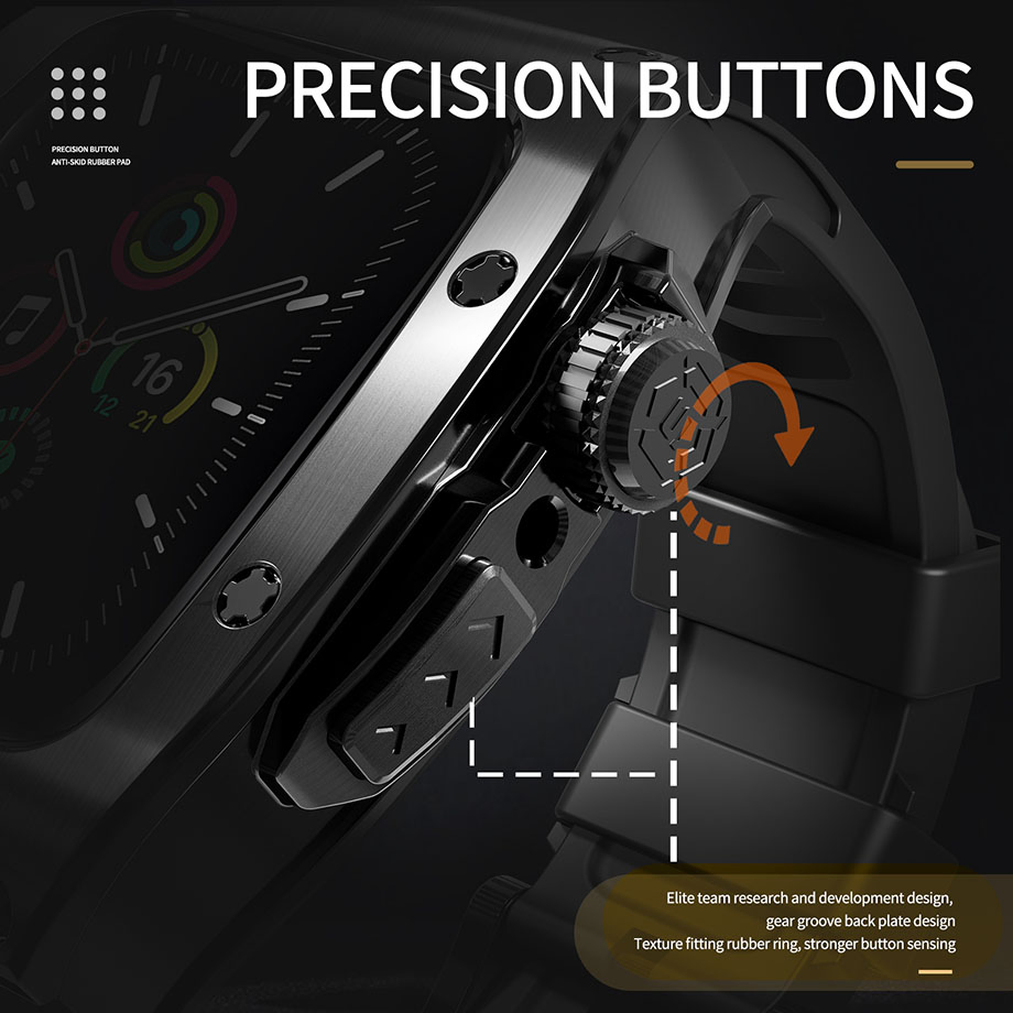 for Apple Watch Bands 49mm Silicone Wristband Strap with Metal Watch Screen Case for iWatch Series 10