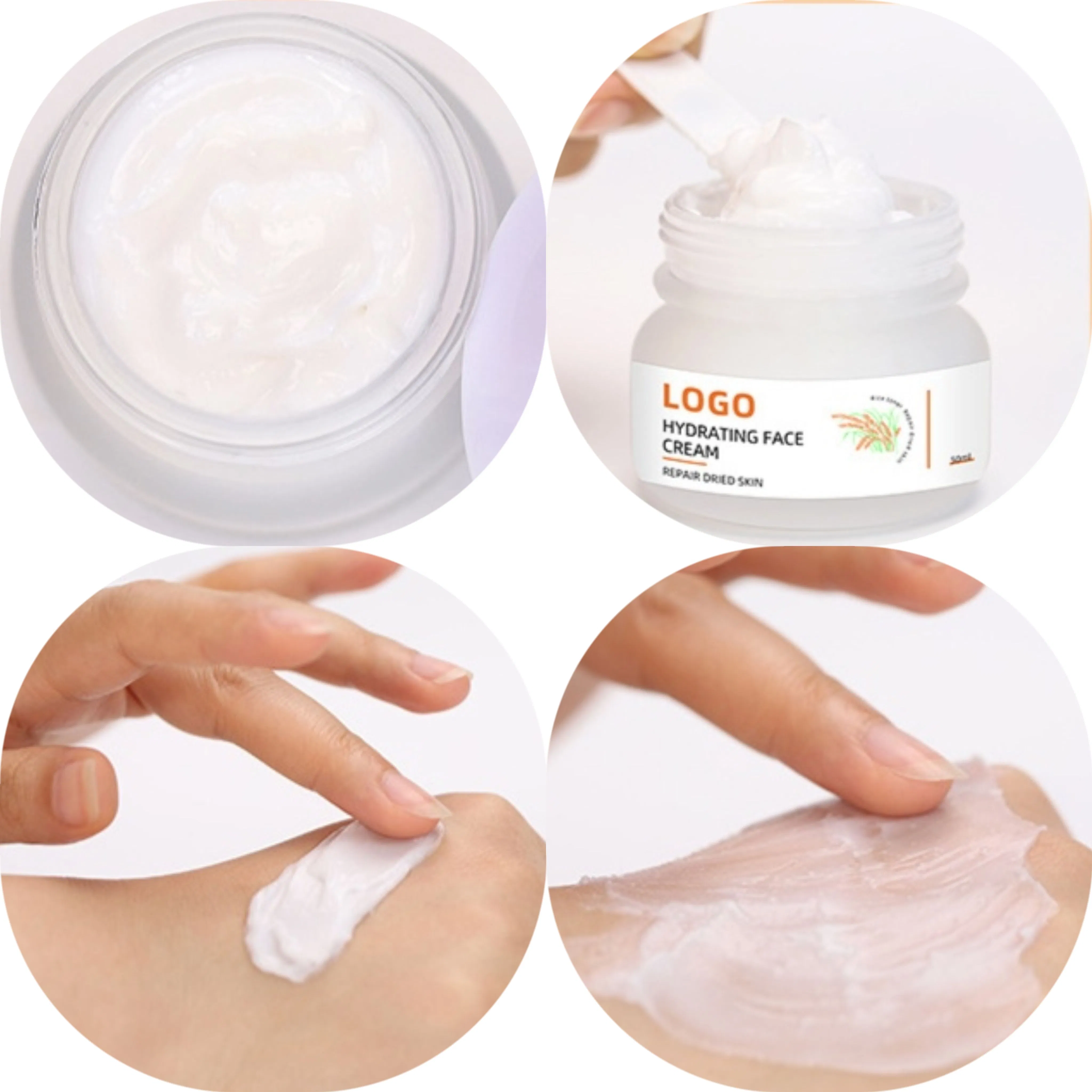 Private Label Anti-Wrinkle Face Cream Kit Hydrating Rice Bleaching with Glycerin and Collagen Skin Care Repairing