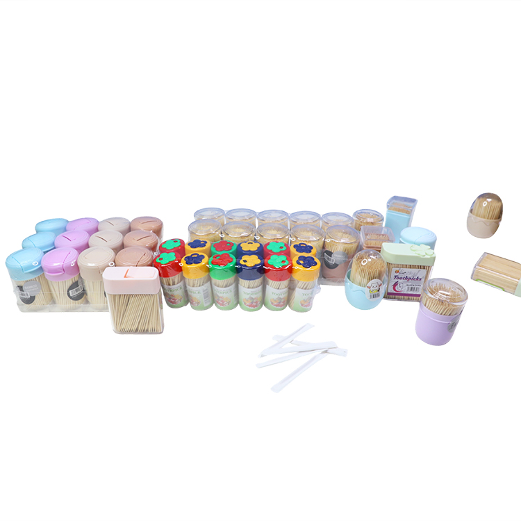 Wholesale New Manufacture Packed Bamboo Toothpick with Plastic Container