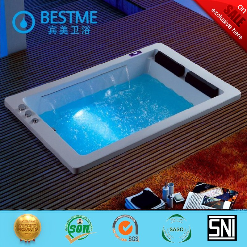 Waterproof Lights Double Person Water Fall Massage Bathtub Acrylic Jaccuzi (BT-A1112)
