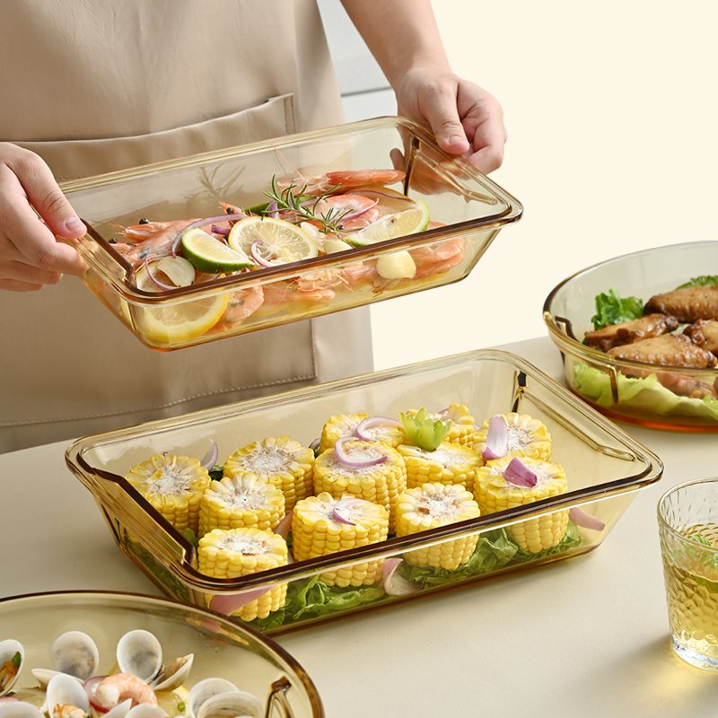 Kewpie Cat Honey Crystal Glass Cooking Tray Glass Plates Baking Tray Pan