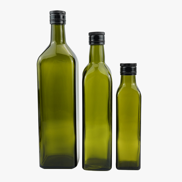 250ml 500ml 750ml 1000ml Square Green Glass Olive Oil Bottle with Cap