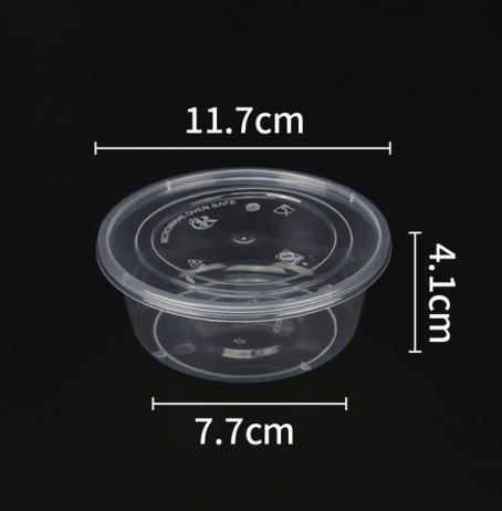 150-1200ml Plastic Round Bowls, Biodegradable Disposable Black and White Box