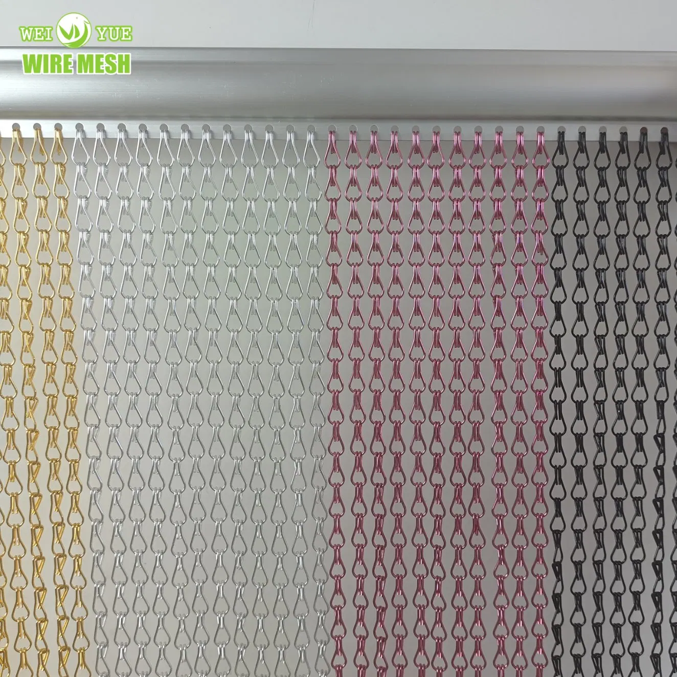 Hotel Shopping Mall Chain Double Hook Aluminum Net Metal Wire Mesh Ceiling Decorative Partition Door Woven Curtain Door