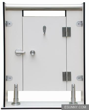 White and Black Compact Laminate Cubicle Toilet Partition