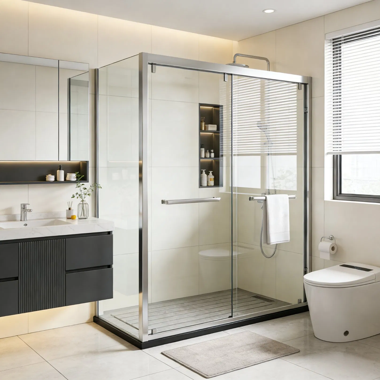 Safety Shower Enclosure Sliding Door Tempered Glass