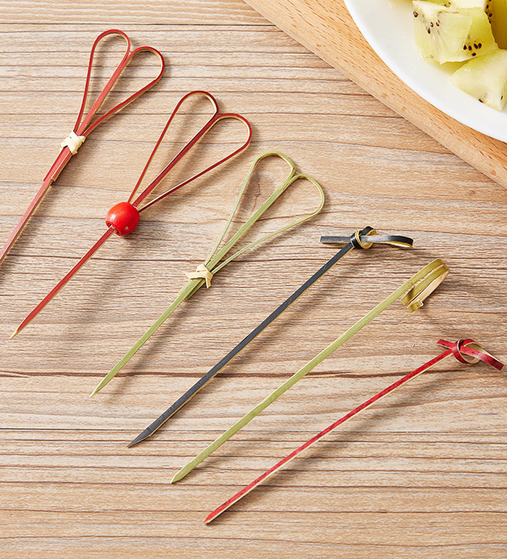Multi-Function Bamboo Scissors Food Cocktail Stick
