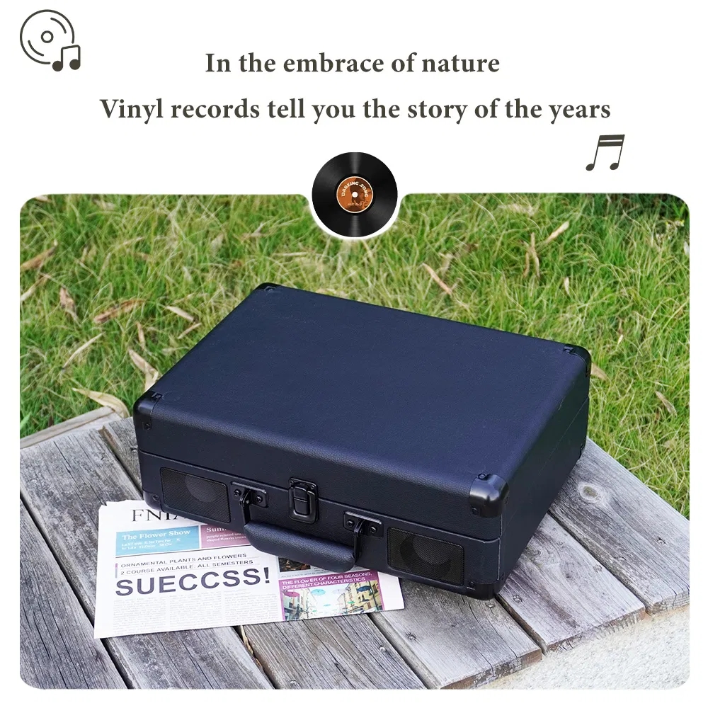 Wireless Bluetooth Mulit Function Gramophone Portable Suitcase Turntable Player with USB Playback and Burning