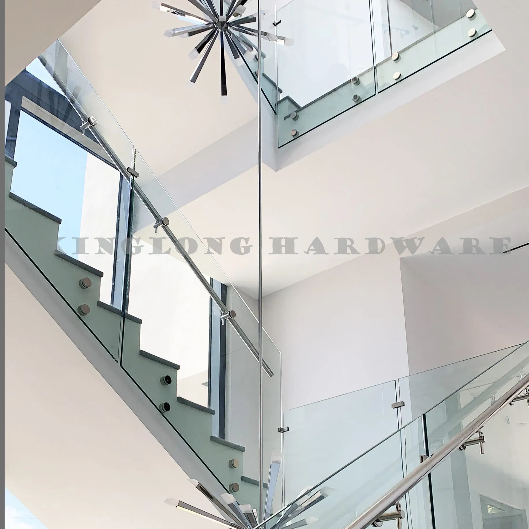 Stainless Steel Staircase Hardware Railings Side Mounted Glass Standoff for Round Pipe Base