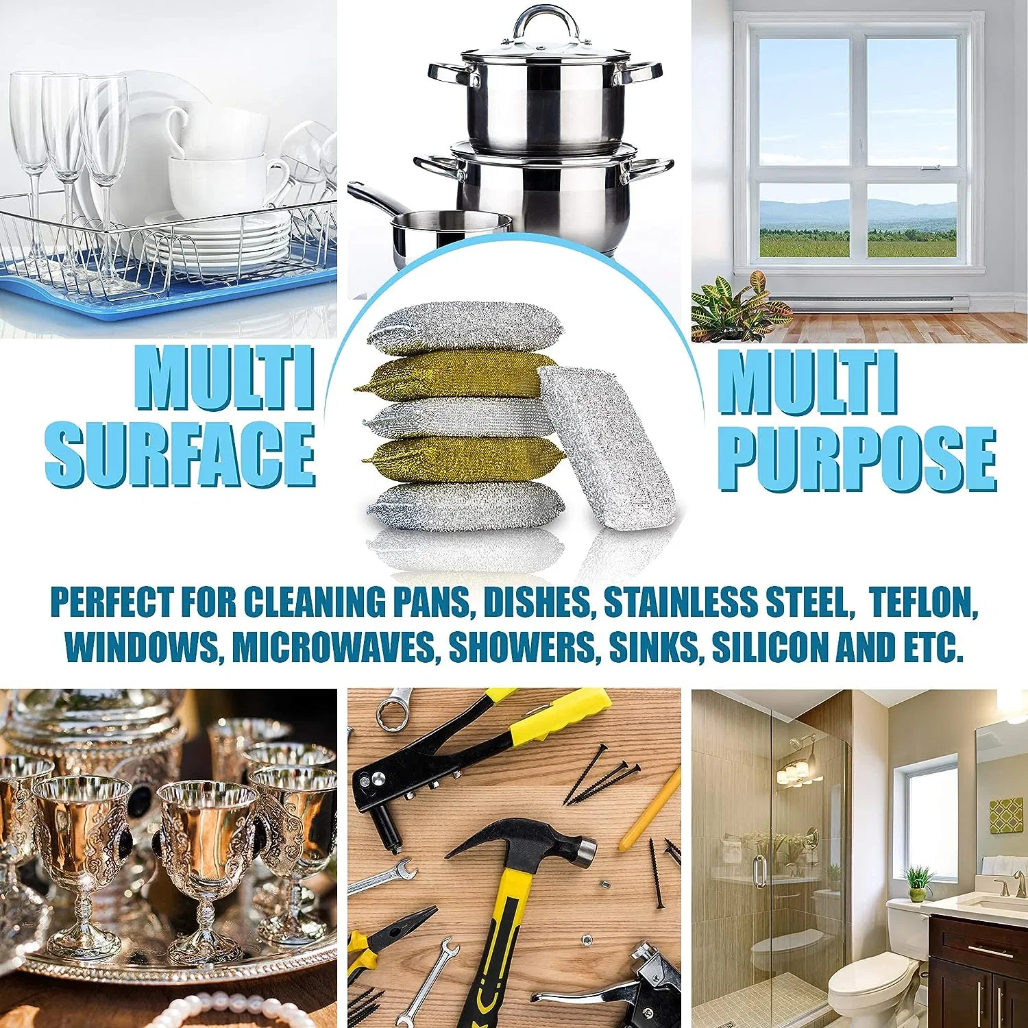 Kitchen Scrubbing Sponges Heavy Duty Non-Scratch Scrubbing Cleaner Sponges 6PCS