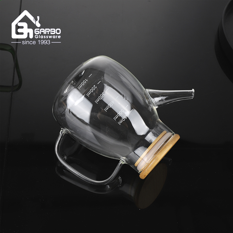 1L High Borosilicate Glass Kitchenware Oil Bottle with Bamboo Lid