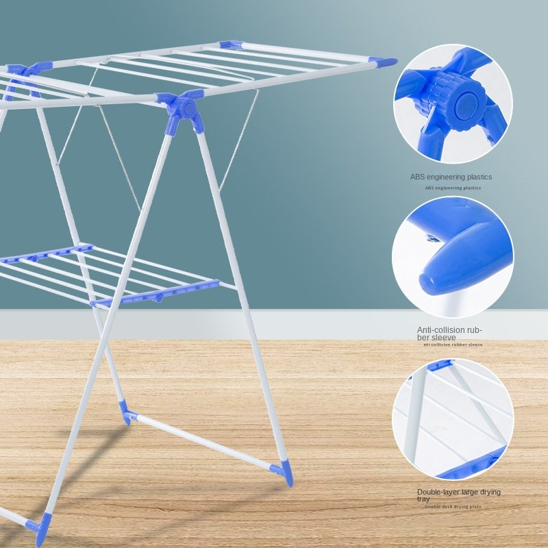 Factory Wholesale Metal Double-Layer Folding Clothes Drying Rack