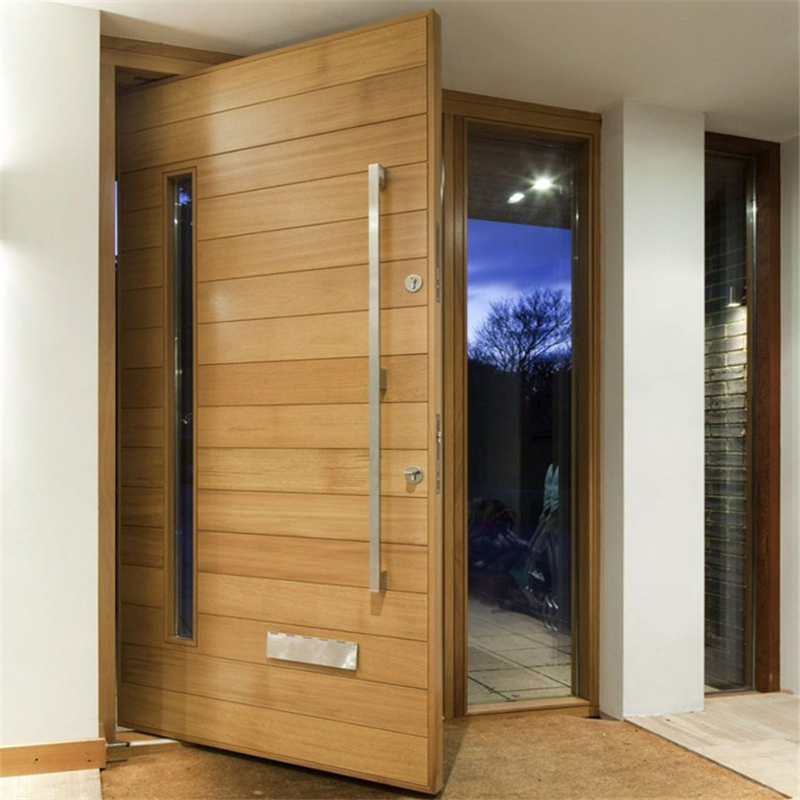 Top Selling Wooden Double Door with Glass Design for Homes Main Entrances