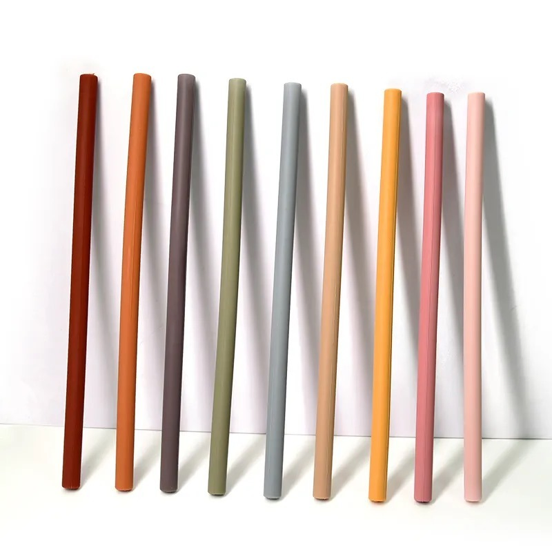 Multi Color Eco Friendly Straws Reusable Environmentally Foldable Drinking Silicone Straw