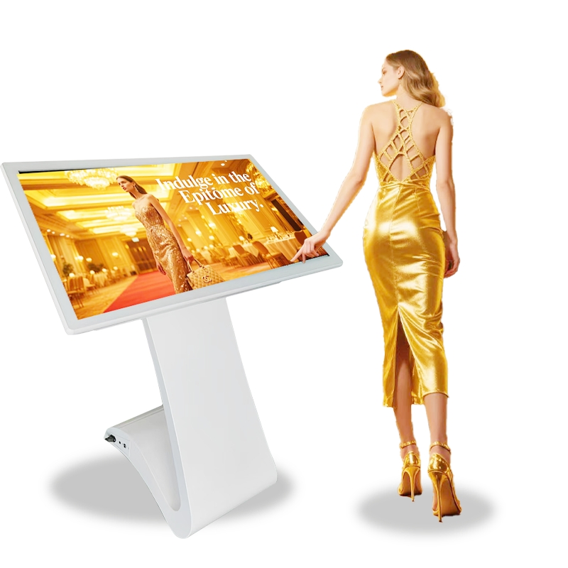 Curved 43-Inch Indoor Freestanding LCD Kiosk with Multi-Touch Screen & IP54 Rated Protection