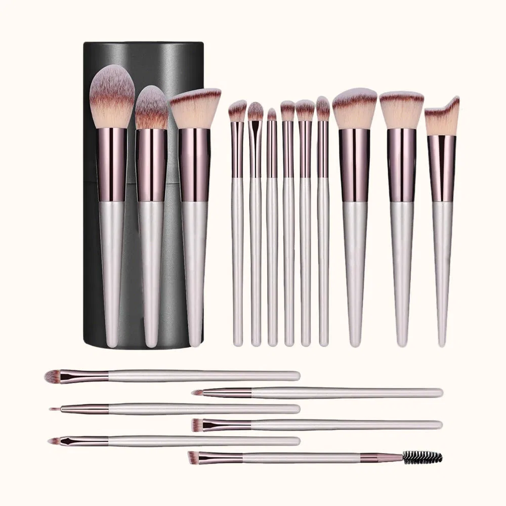 18PCS Professional Synthetic Foundation Eyeshadow Blush Cosmetic Makeup Brushes Set Black