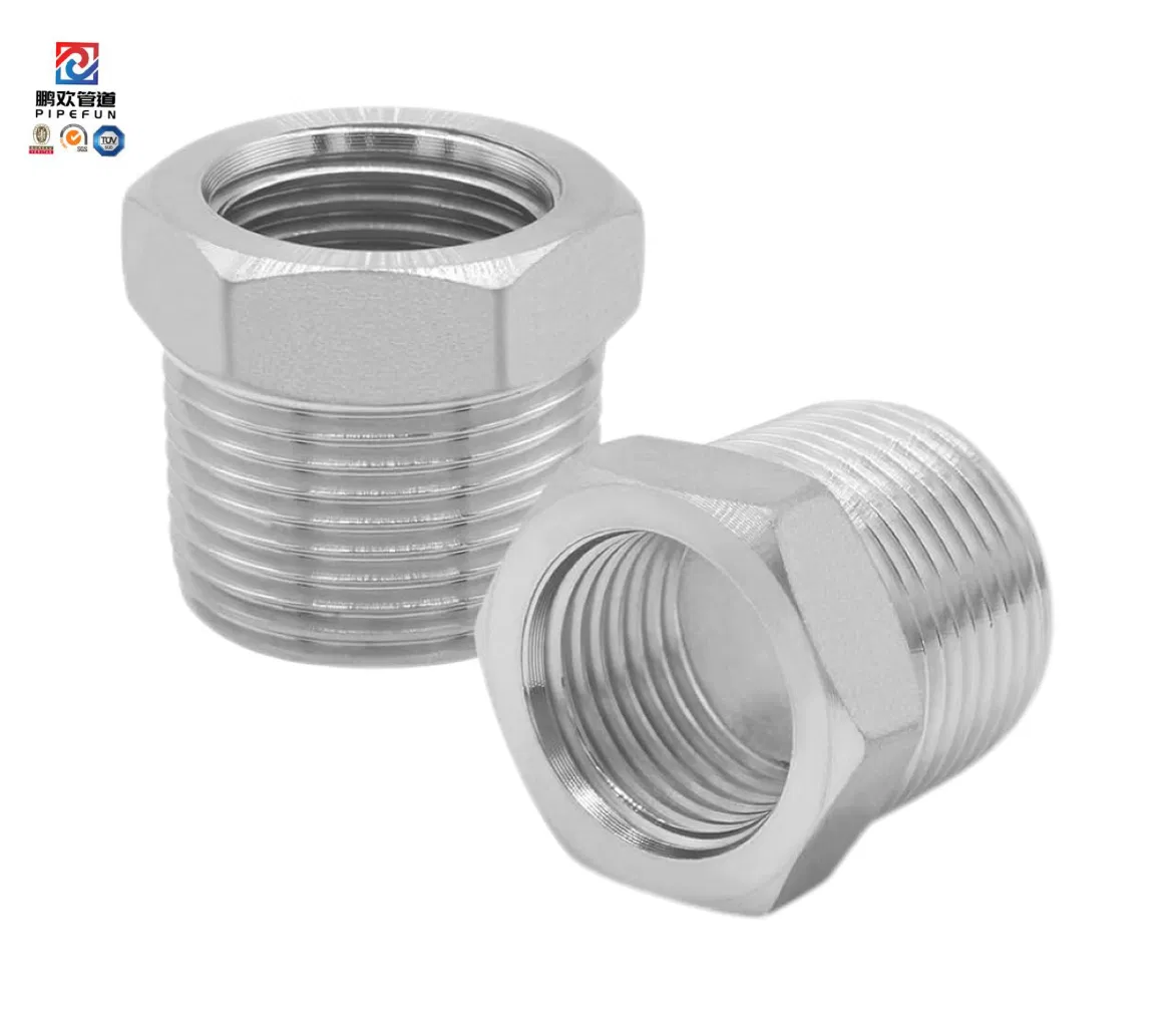 Bushing Stainless Steel Forged ASTM B233 DN8-DN100 1/4''-4'' Steel Pipe Fitting Hex Head Bushing Class150