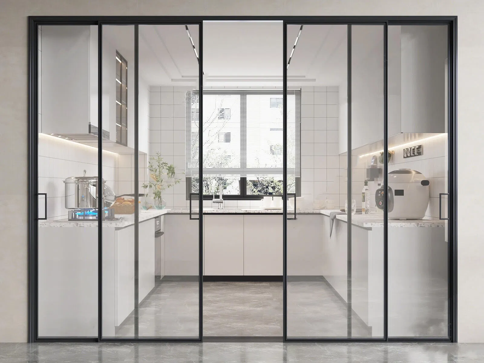 Stylish Aluminum Sliding Door with Thermal Insulation and Durable Glass