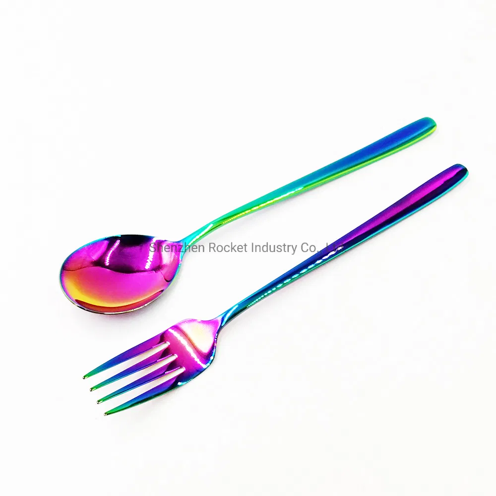 New Style Spoon Cheap Changed Color Stainless Steel Spoon and Fork Price