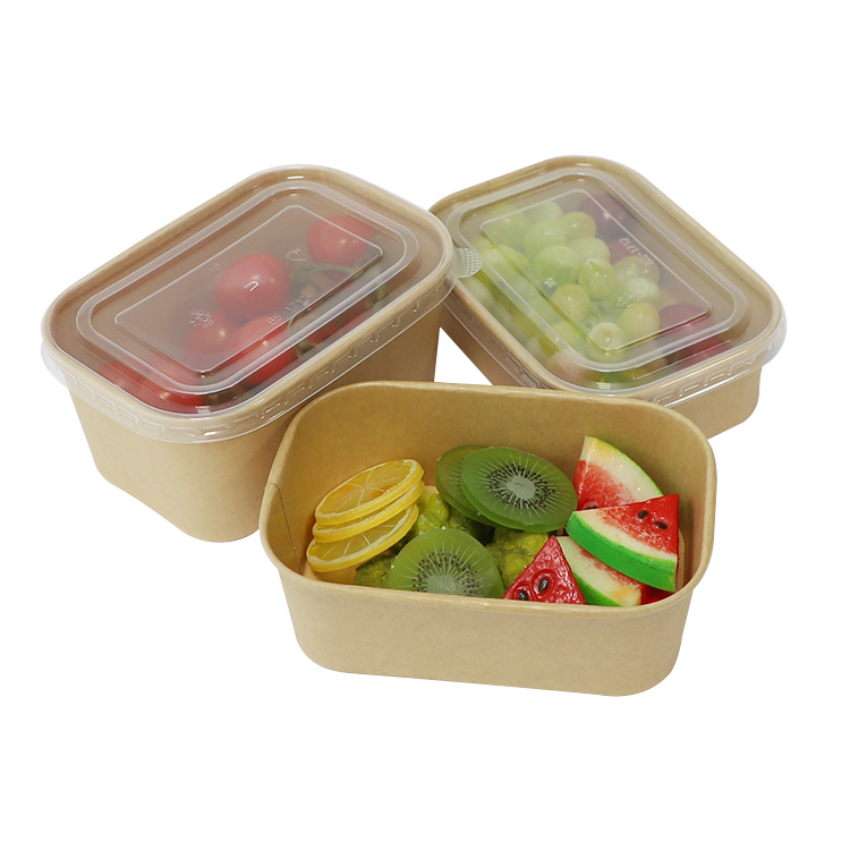 Custom Logo Printed Disposable PE Coated Kraft Paper Bowl with Lid
