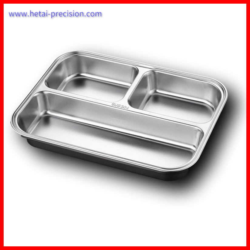 High Quality Customized Rectangle Round Dinner Ware Stainless Steel Dining Divided 3/4/5/6 Compartments Dish Food Plates, Stainless Tray, Stamping Tray Product