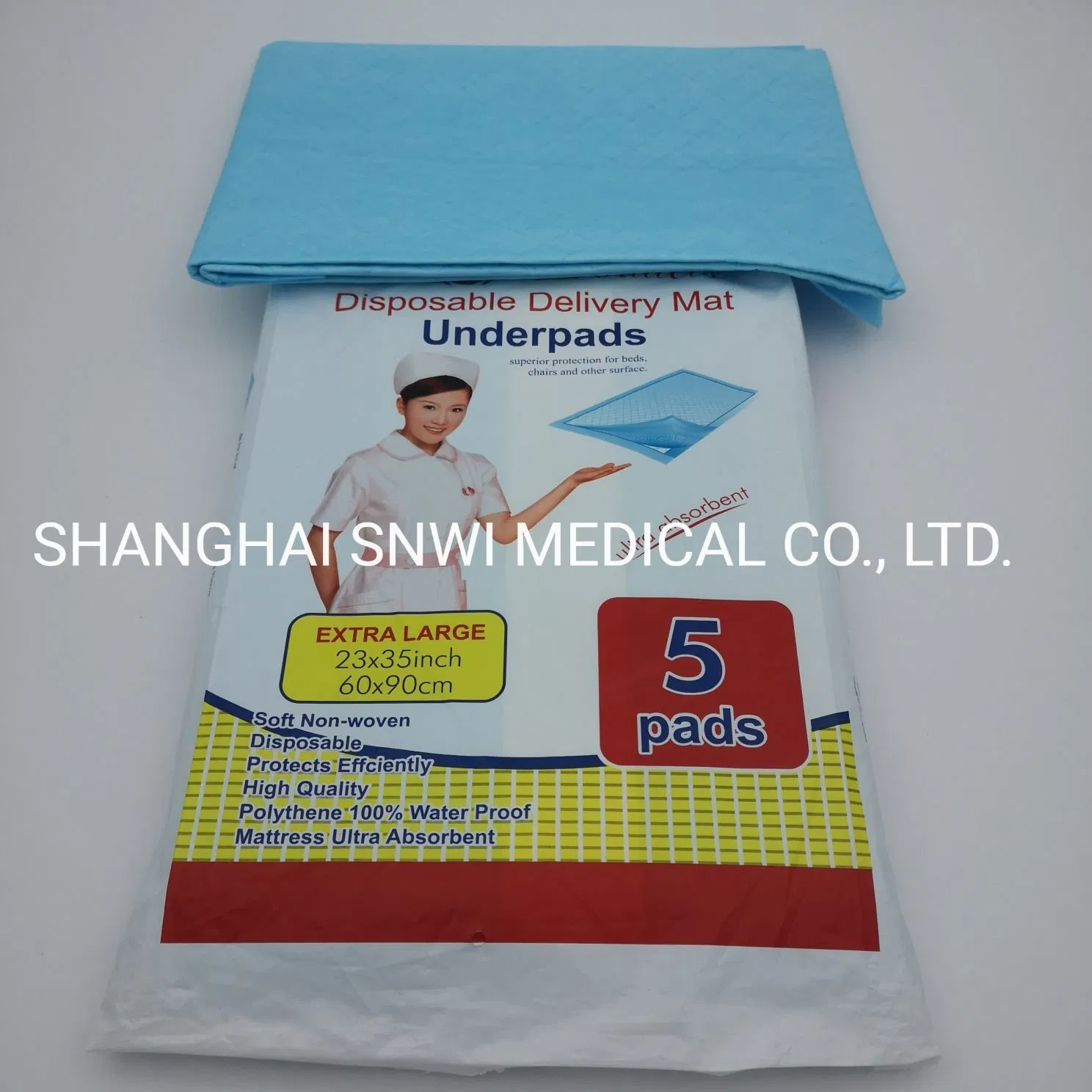 Factory Wholesale 45X 60cm Blue Paper Disposable Absorbent Hygiene Sheet Incontinence Bed Nursing Under Pad