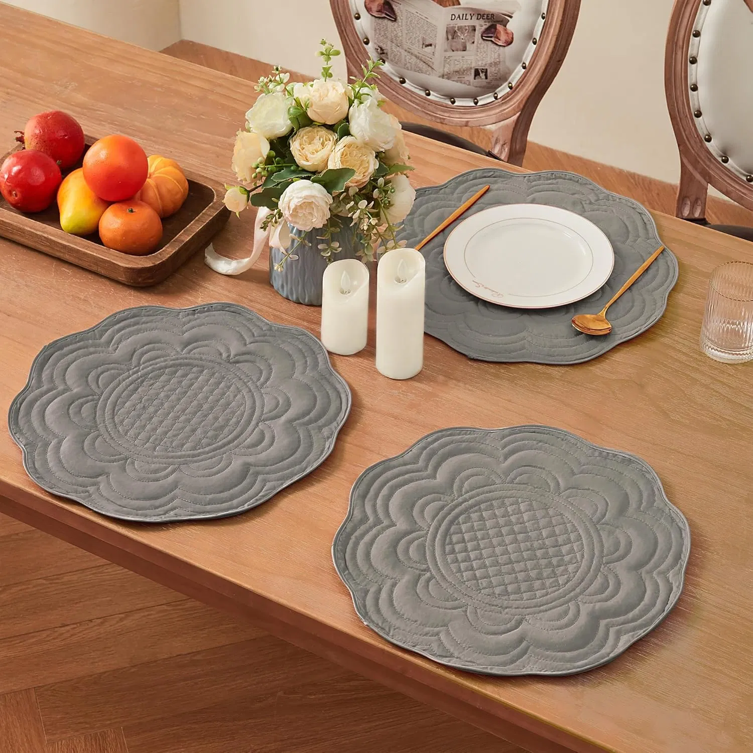 Brighthomey Microfiber Placemat Easy to Clean Machine Washable Placemats- Heat Resistant Non-Slip