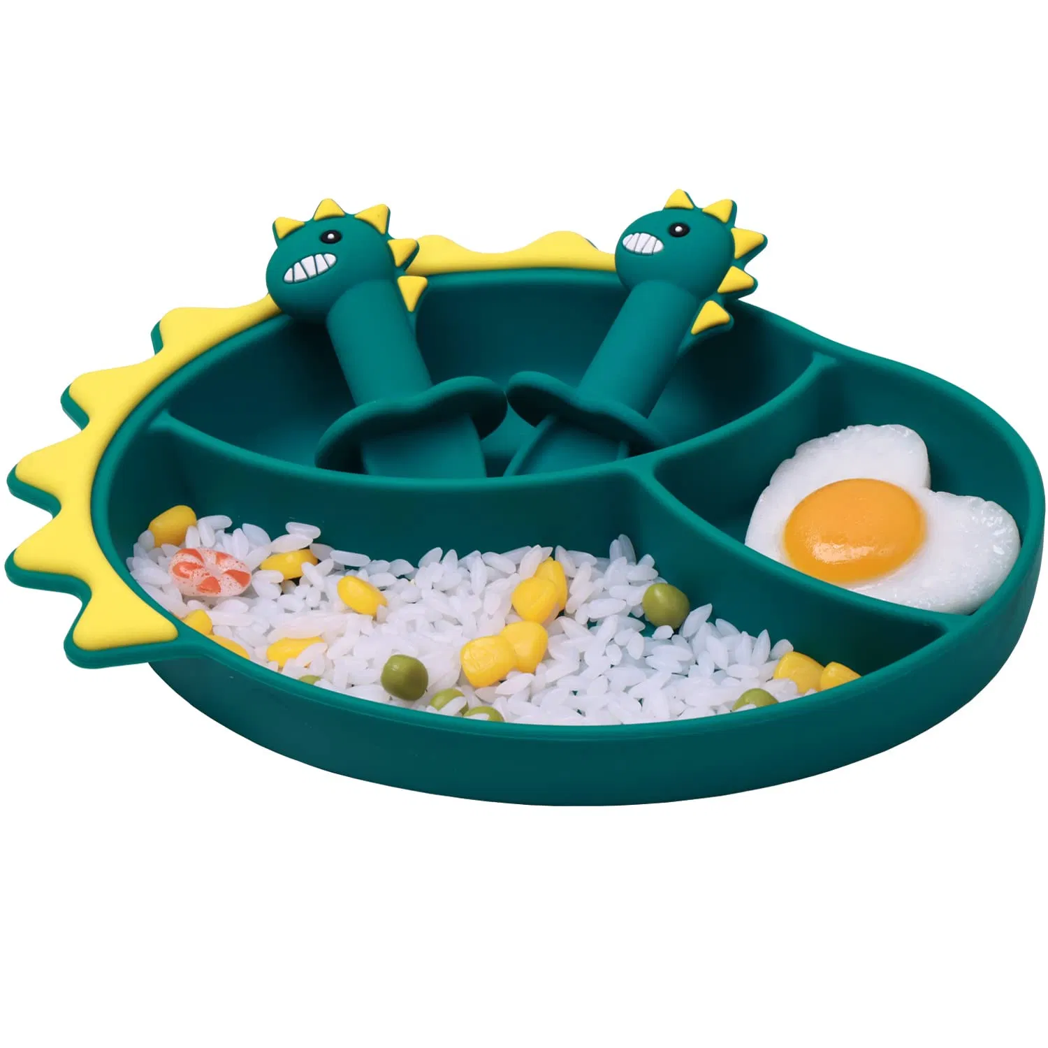 Silicone Suction Cup Baby Plate Set Kids Divided Grip Dish Self Feeding Training Baby Dinner Plate