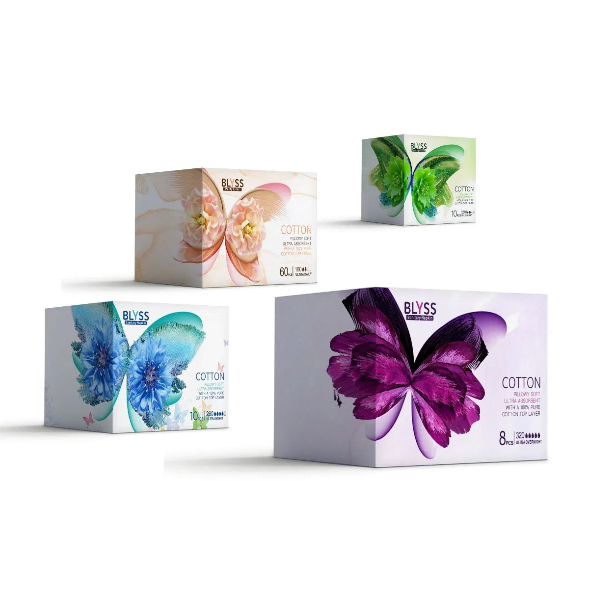 Certified Soft Cotton Top Sheet Boxed Hot Sale Sanitary Pads