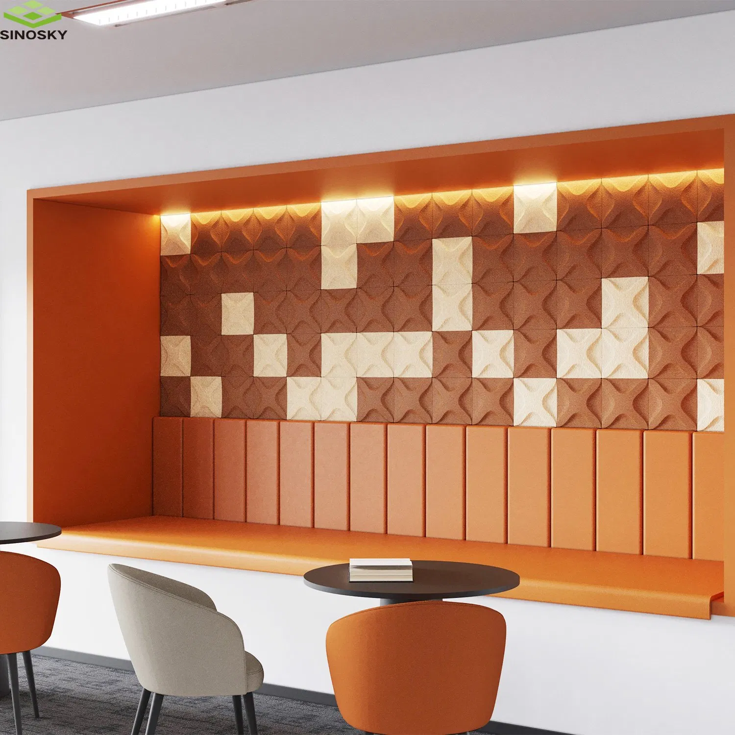 Colorful 3D Pet Fiber Decorative Panel for Leisure Area /Hotel Lobby