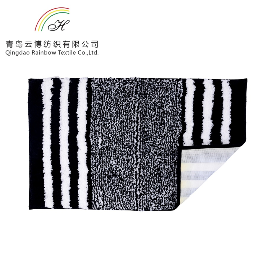 100% Polyester Surface Anti Slip Floor Black Microfiber Mat for Family