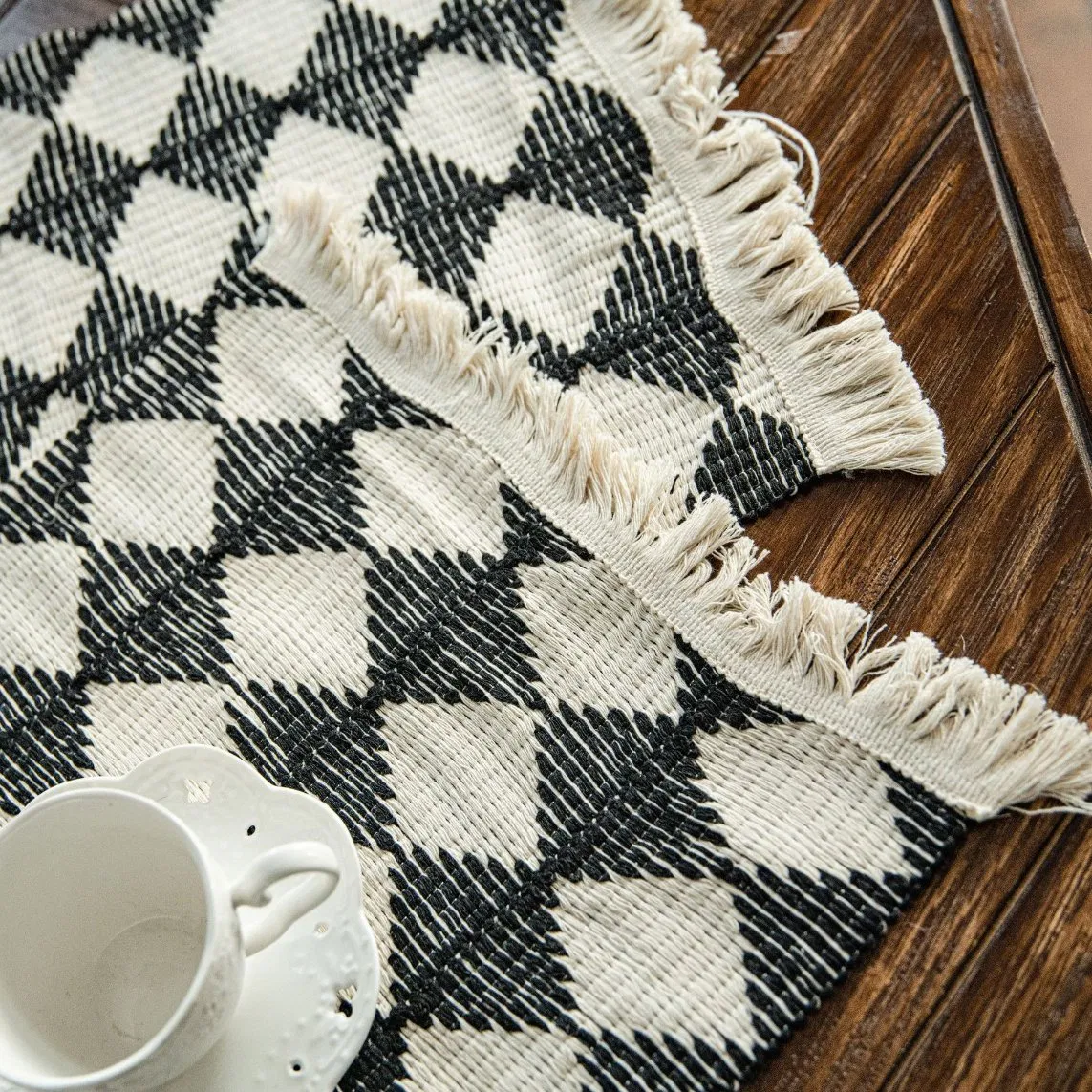 Natural Jute and Cotton Thread Hand Weaved Table Runner