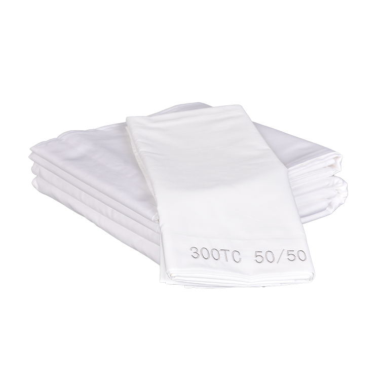 Hotel White 50 Cotton 50 Polyester Queen Bed Sheet Set