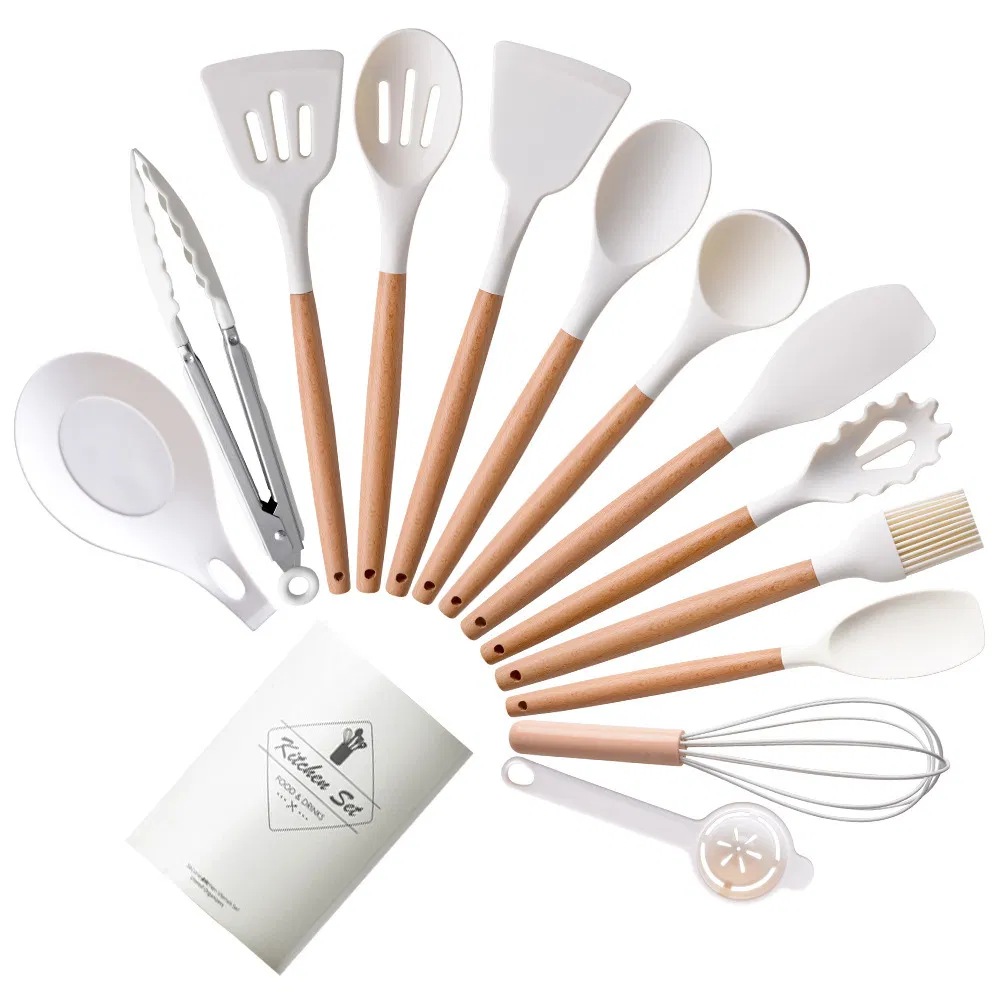 12-PCS Kitchenware Set Silicone Non Stick Cooking with Soup Spoon Slotted Spatula