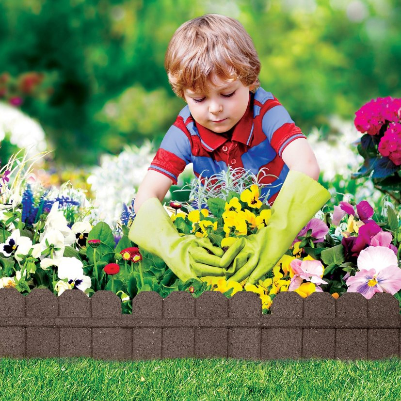 Recycled Rubber Picket Fence Lawn Edging